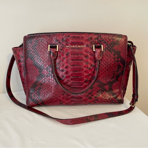 Michael Kors Selma Red Python Purse Bag